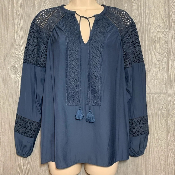 Ramy Brook Navy Winnie Blouse Top XS NWT $365 - Picture 2 of 6